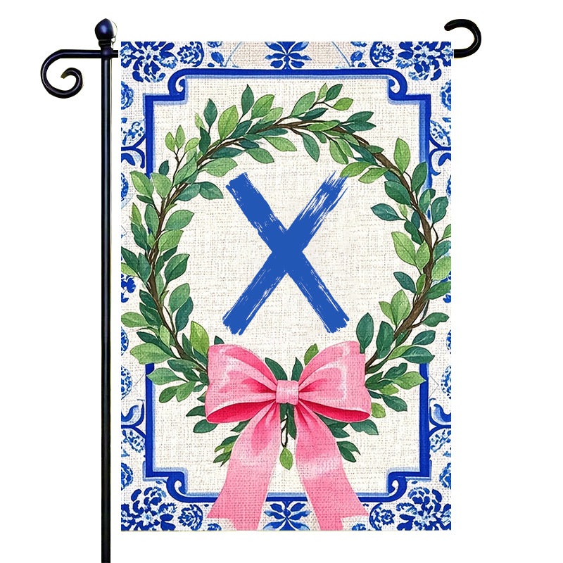 Letter Floral Garden Flag