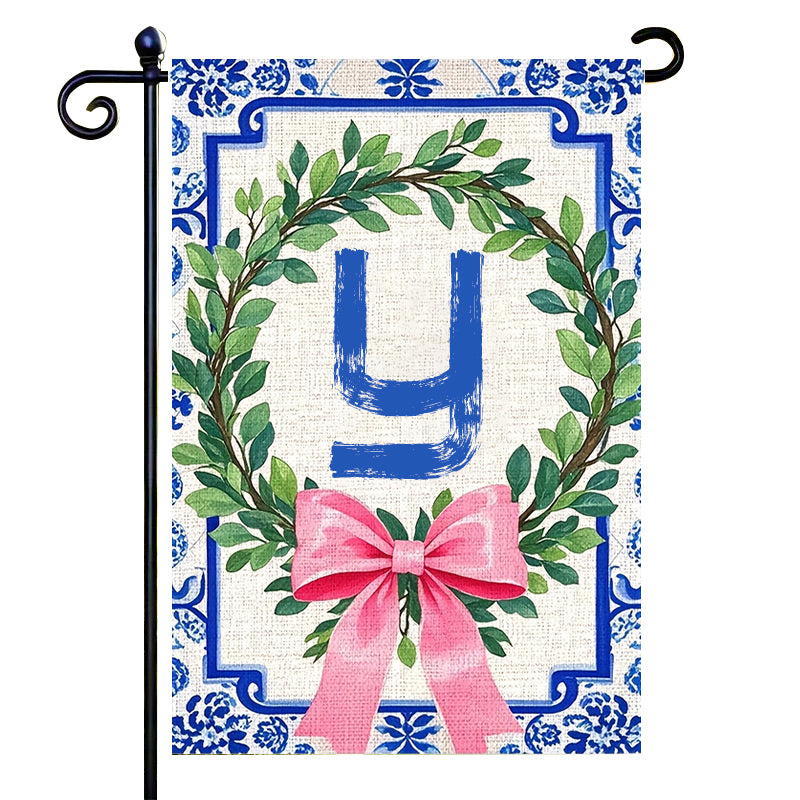 Letter Floral Garden Flag