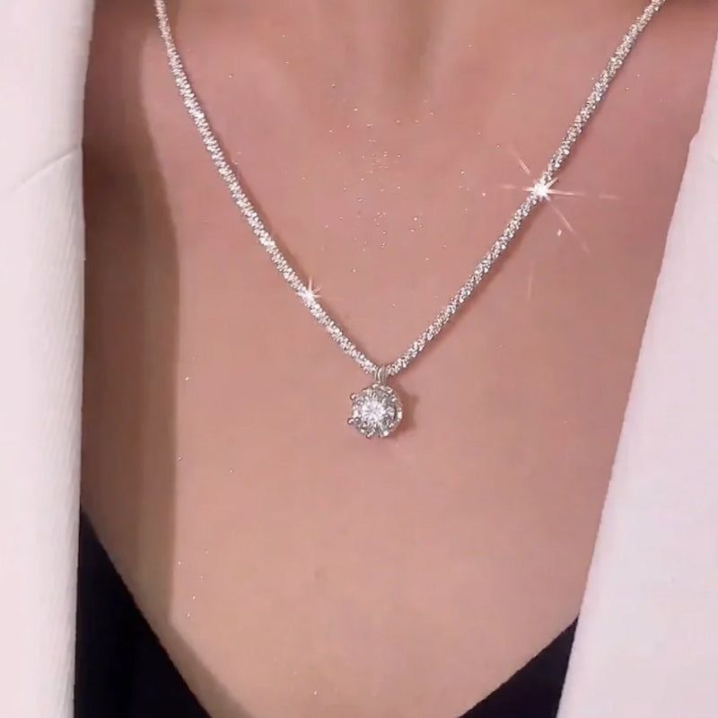 Six Prong Moissanite Necklace