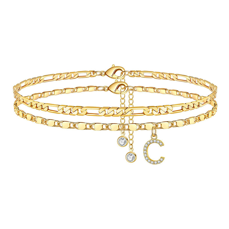 Lettering Layered Ankle Bracelet