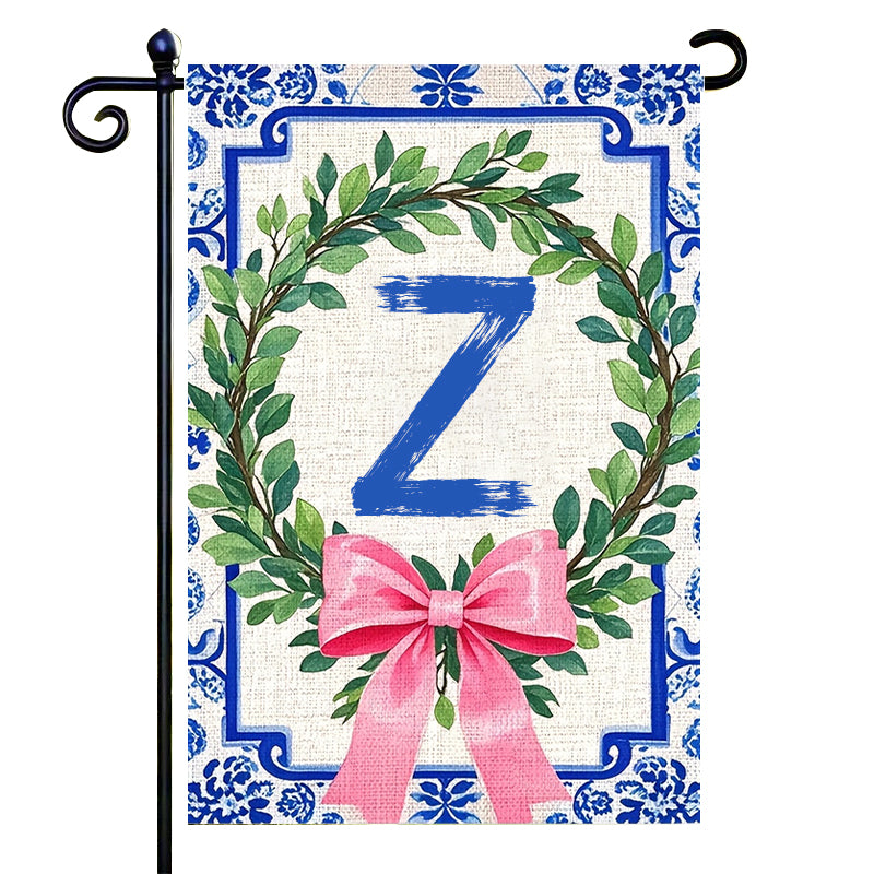Letter Floral Garden Flag