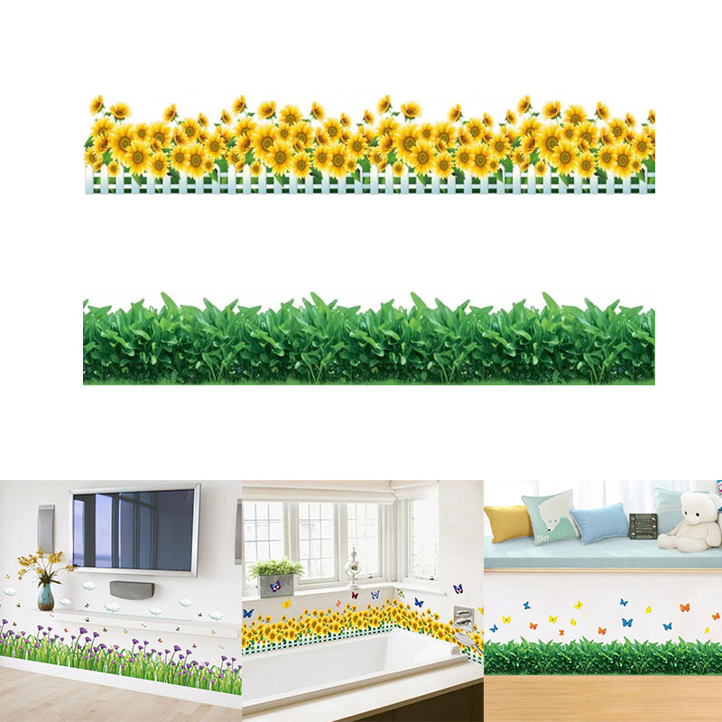 Nature 3D Flowers Green Grass Wall Decoration