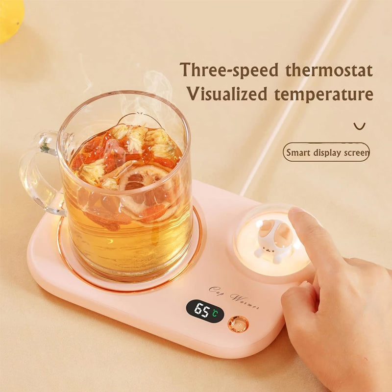 Heating cup warmer with light