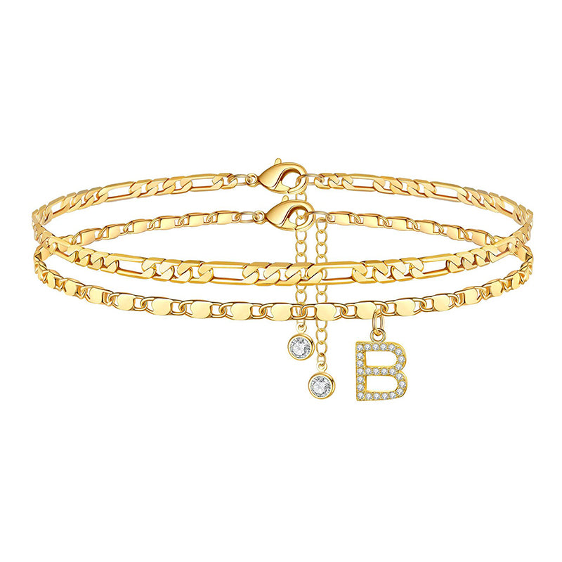 Lettering Layered Ankle Bracelet