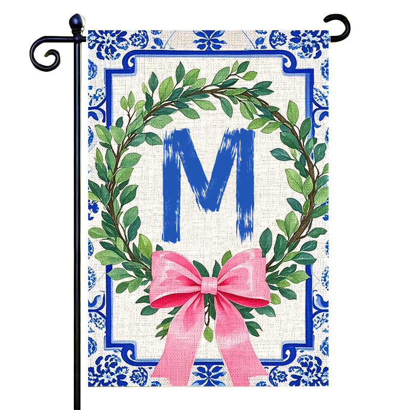 Letter Floral Garden Flag