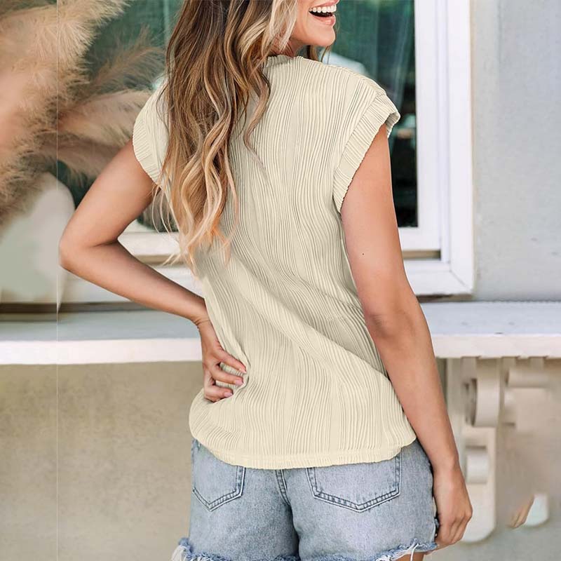Round Neck Short Sleeve Textured T-Shirt
