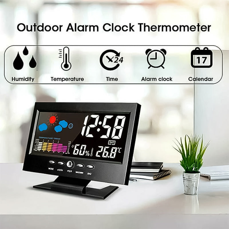 Digital LED Temperature Humidity Monitor Alarm Clock