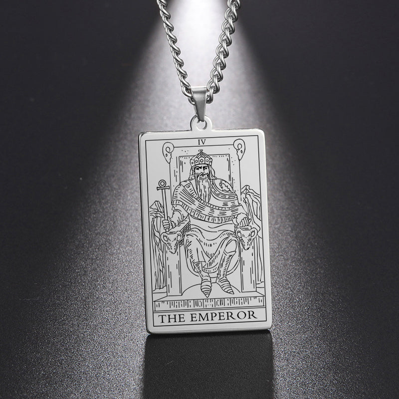 Engraved Tarot Card Chain Dual Chain Necklace