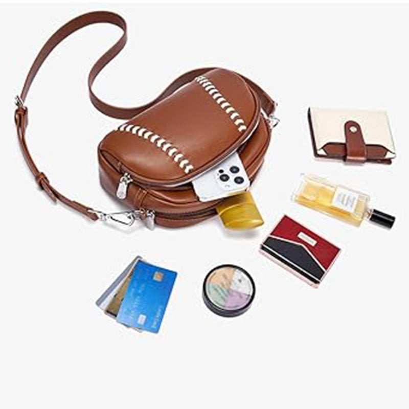 Baseball shaped shoulder bag