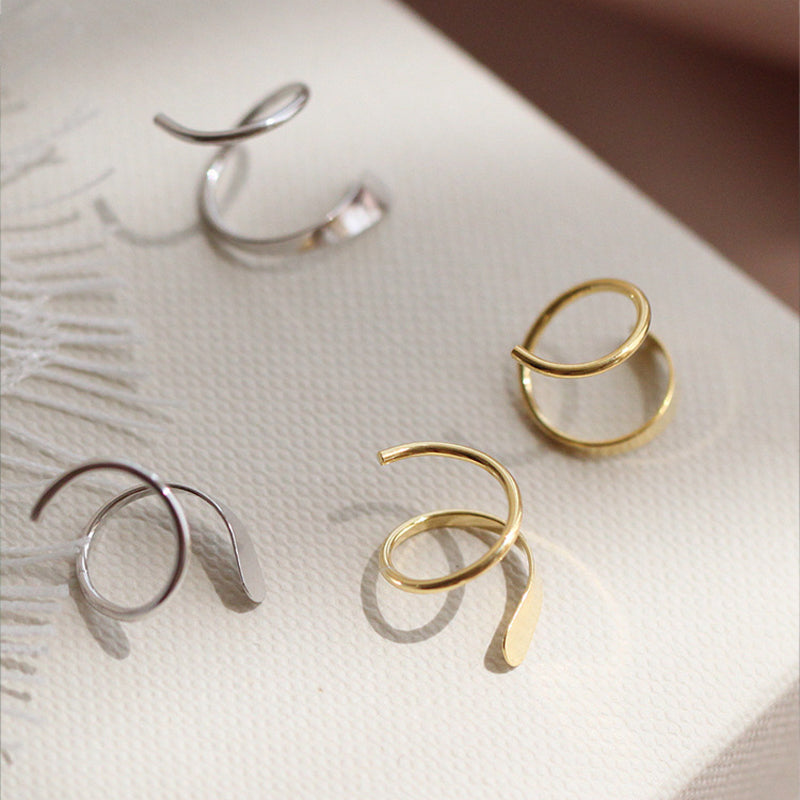 Minimal Spiral Hoop Twist Earrings (Thick Hoop Version)