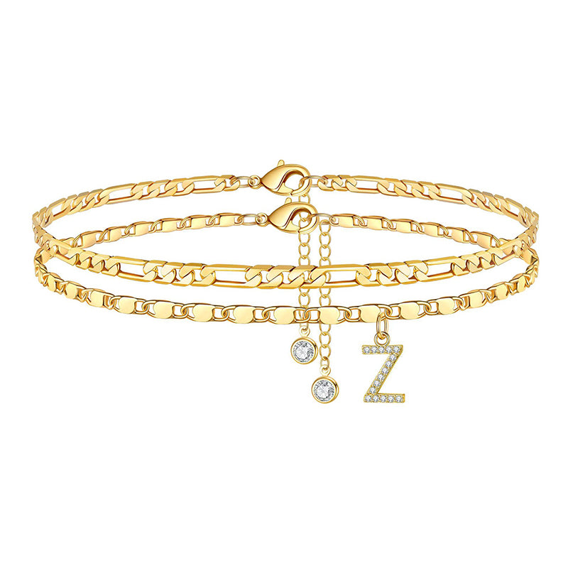 Lettering Layered Ankle Bracelet