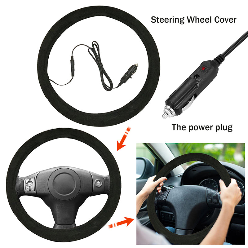 Heated steering wheel cover