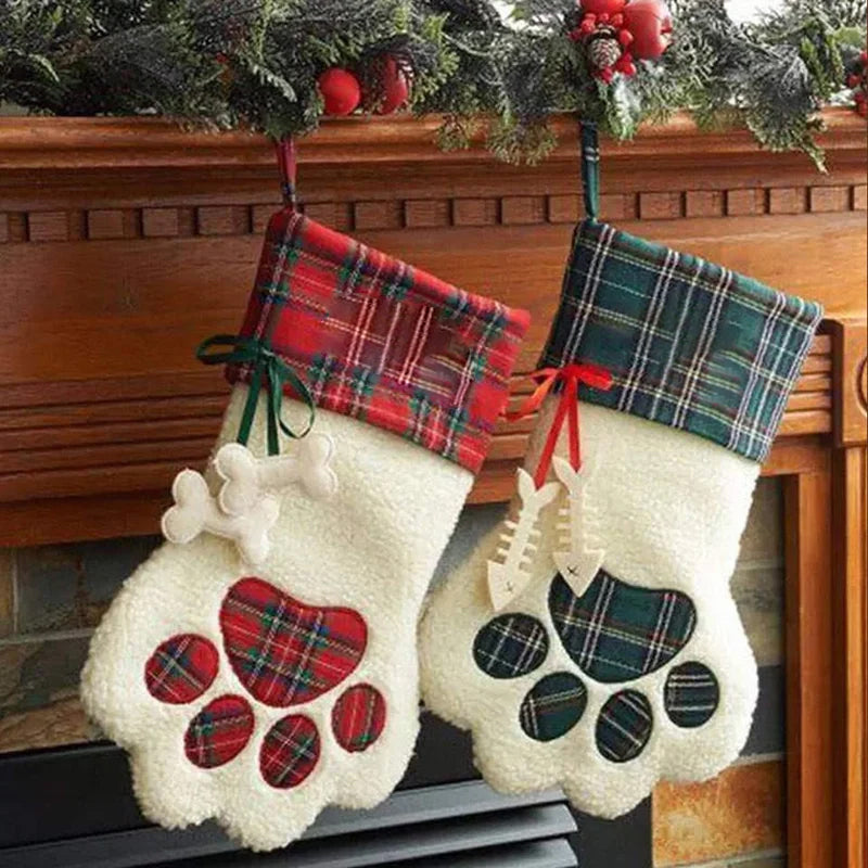 Paw-shaped Christmas Stockings