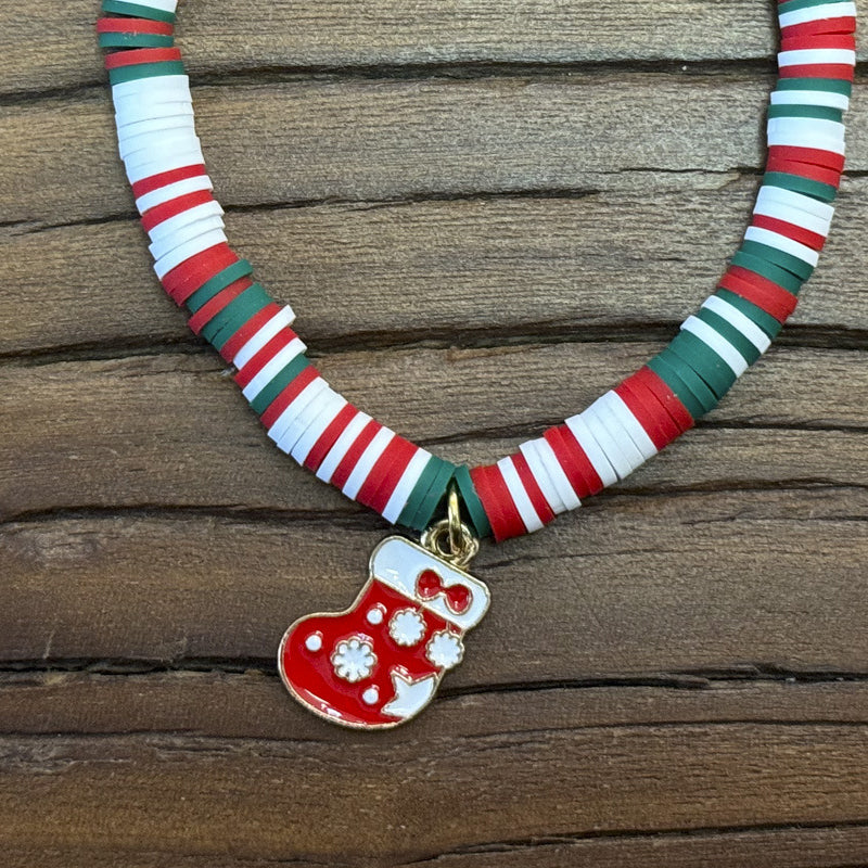 Christmas clay beaded bracelet