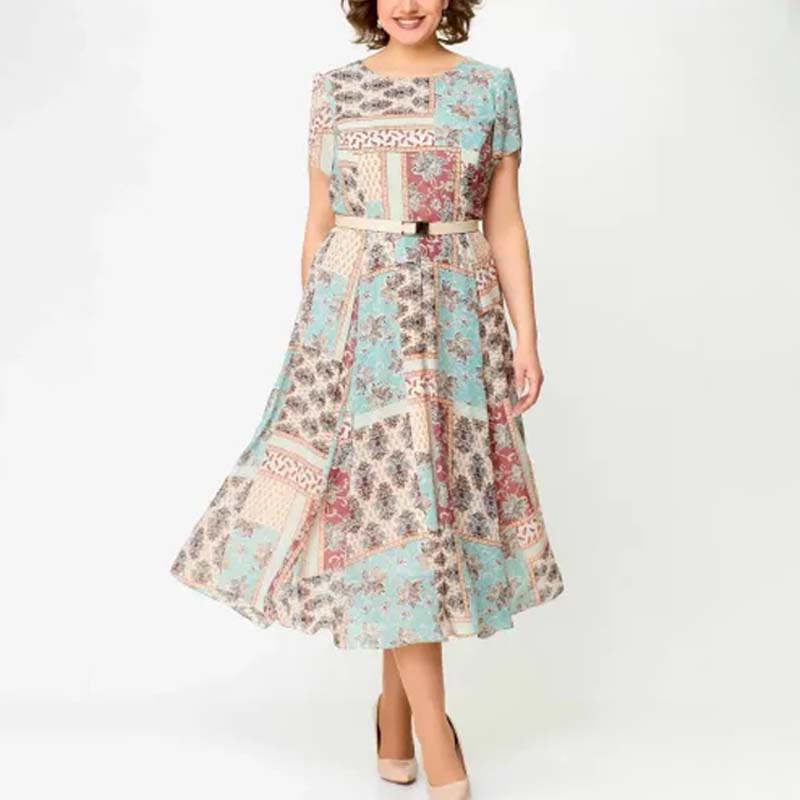 Comfortable and Elegant Patchwork Printed Dress