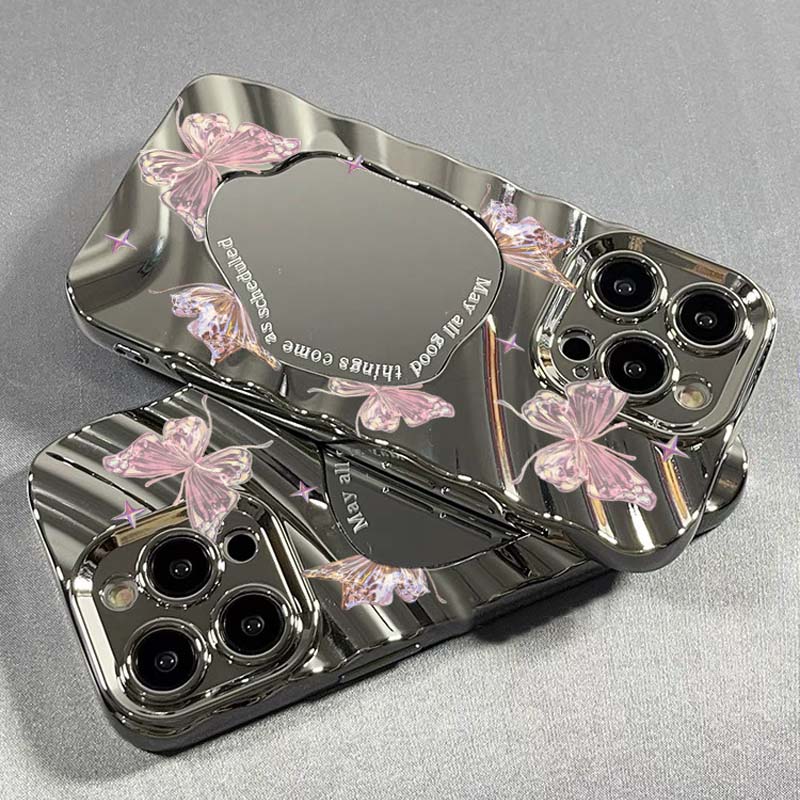 ELEGANT SHINING BUTTERFLIES MIRROR CASE