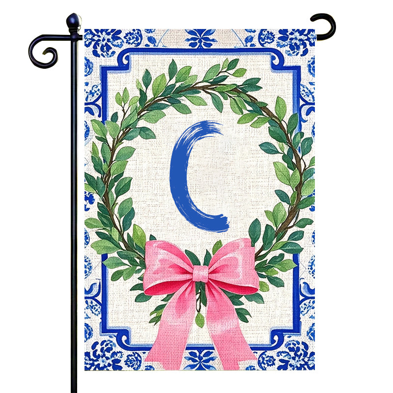 Letter Floral Garden Flag