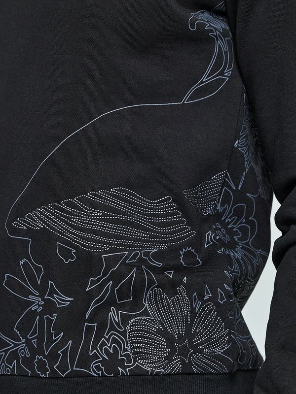 Printed Crew Neck Long-sleeve Top