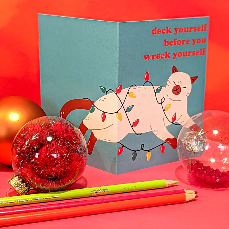 Funny Christmas Cat Greeting Card