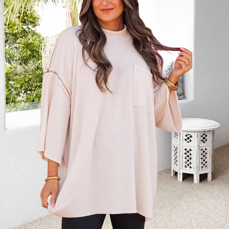 New Oversized High Neck Urban Ribbed Top