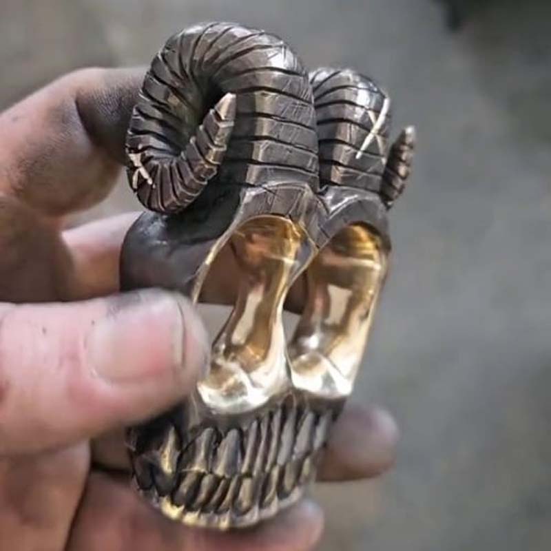 Handmade Ram Horn Skull Knuckles