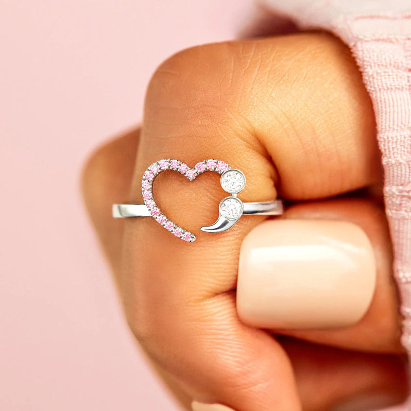 Open Heart Diamond Ring
