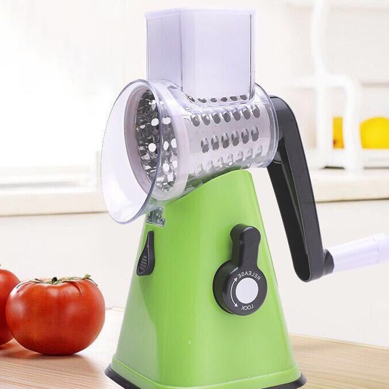 Hand cranked roller vegetable slicer