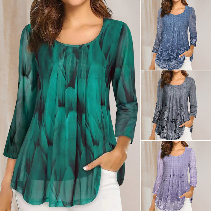 Floral Print Long Sleeve Casual Blouse