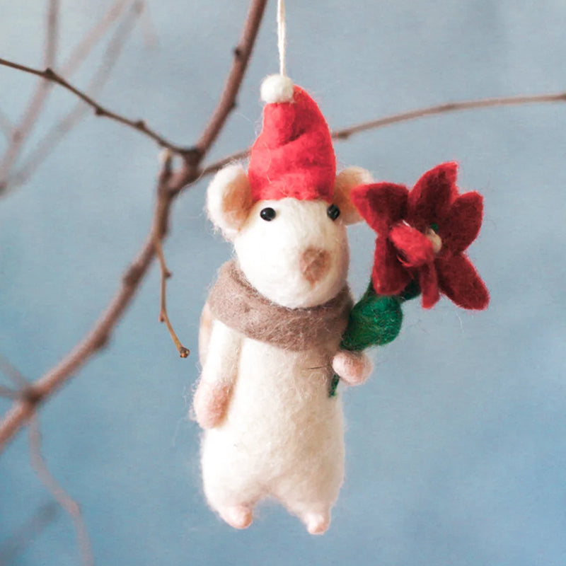 Felt Mouse and Pumpkin Ornament