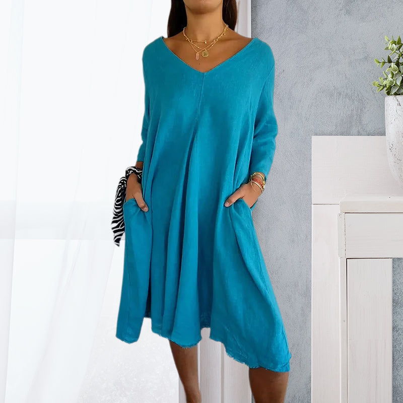 Women's V-Neck Side Pocket Dress