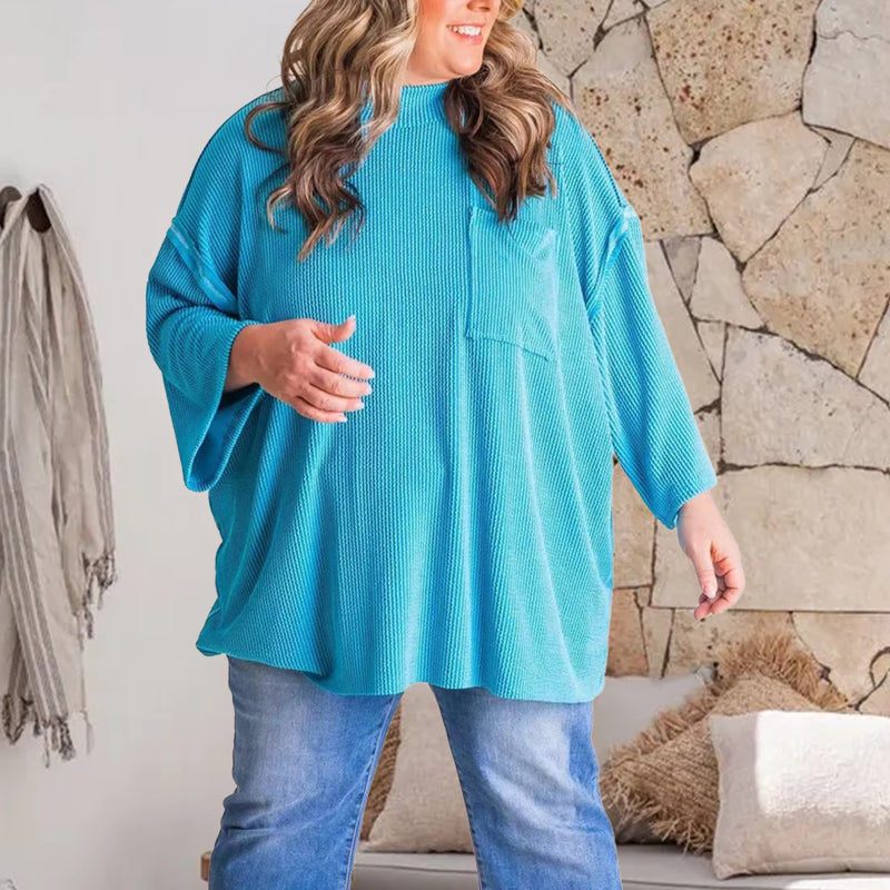 New Oversized High Neck Urban Ribbed Top