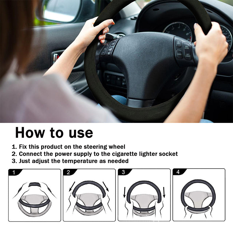 Heated steering wheel cover