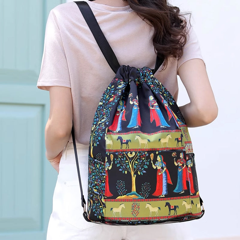 Ethnic Style Drawstring Shoulder Bag