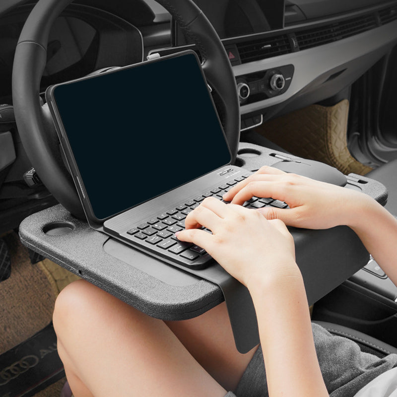Multi-functional car steering wheel tray