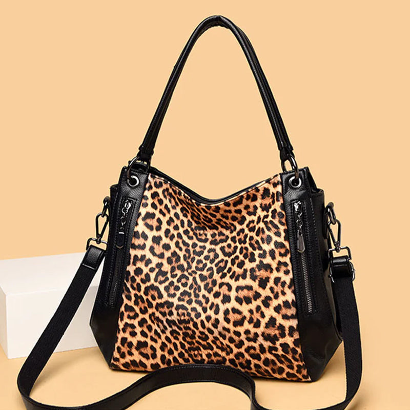 Leopard/Zebra Print Large Tote Handbag