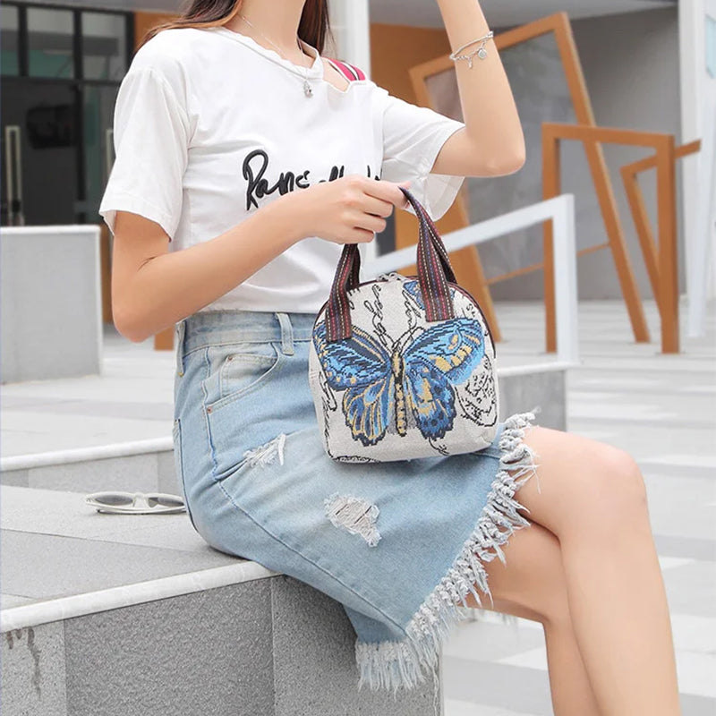 Embroidered Shell Canvas Bag