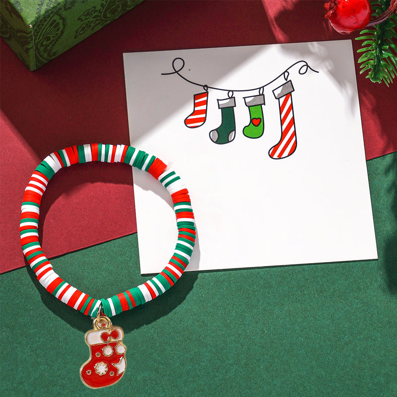 Christmas clay beaded bracelet