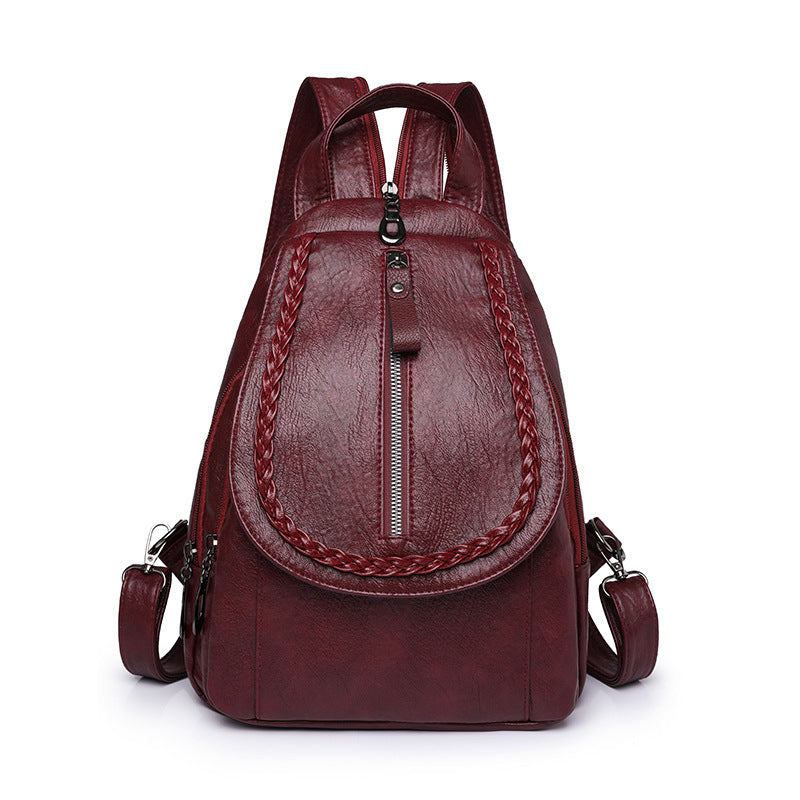 Twist Clamshell Leather Backpack