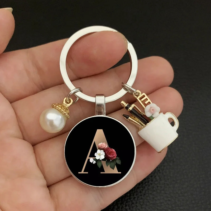 Alphabet Pearl Keychain