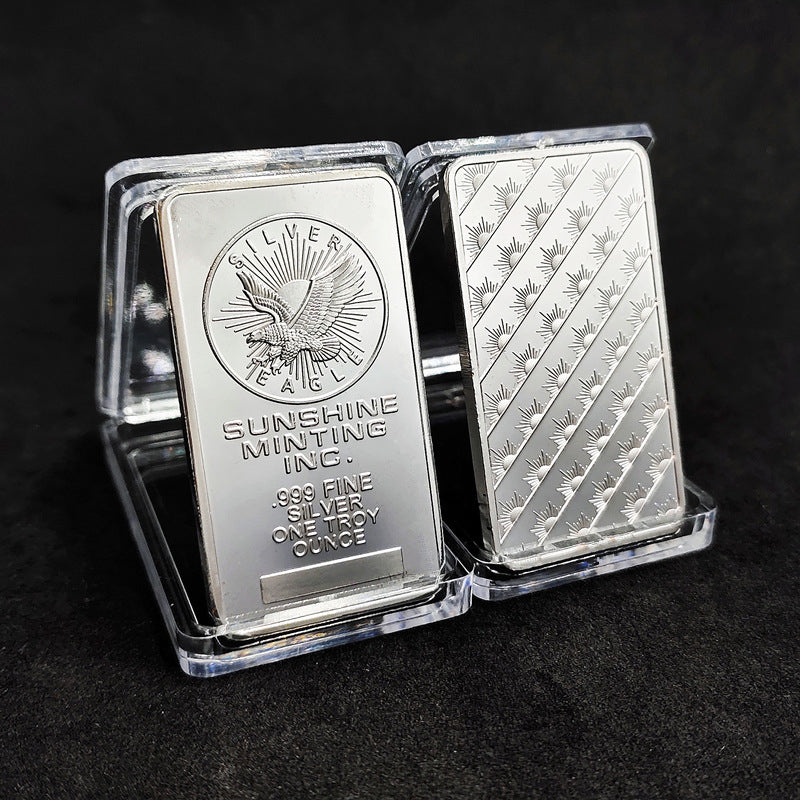 Embossed Large Eagle Square Silver Bar