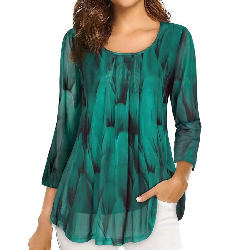 Floral Print Long Sleeve Casual Blouse