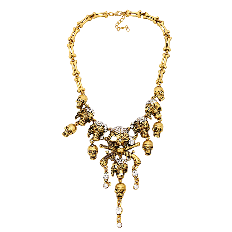 Vintage Pirate Skeleton Skull Necklace