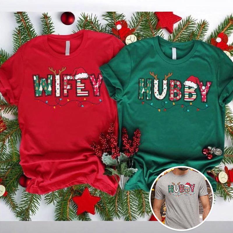 Christmas Letter 3D Print Round Neck Short Sleeve