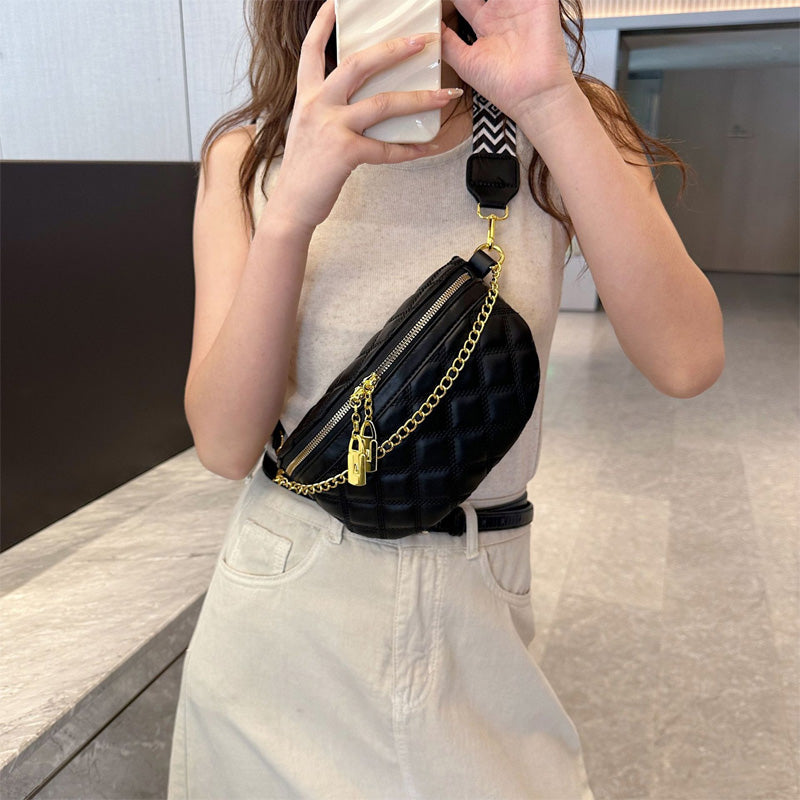 Versatile diamond plaid chest bag