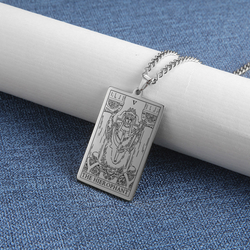 Engraved Tarot Card Chain Dual Chain Necklace