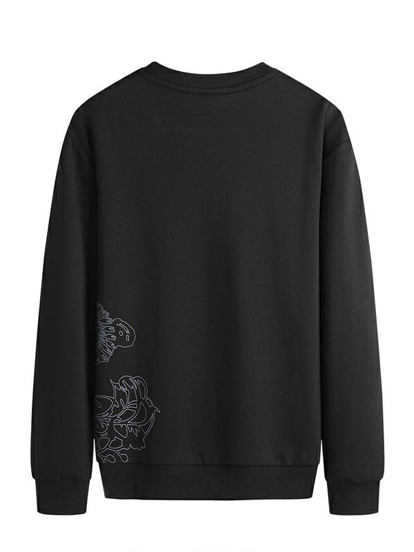 Printed Crew Neck Long-sleeve Top