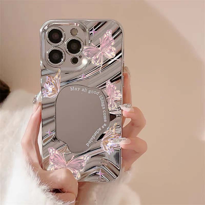 ELEGANT SHINING BUTTERFLIES MIRROR CASE