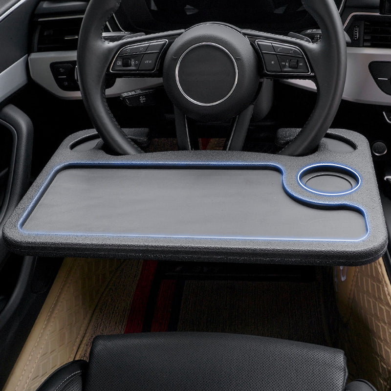 Multi-functional car steering wheel tray