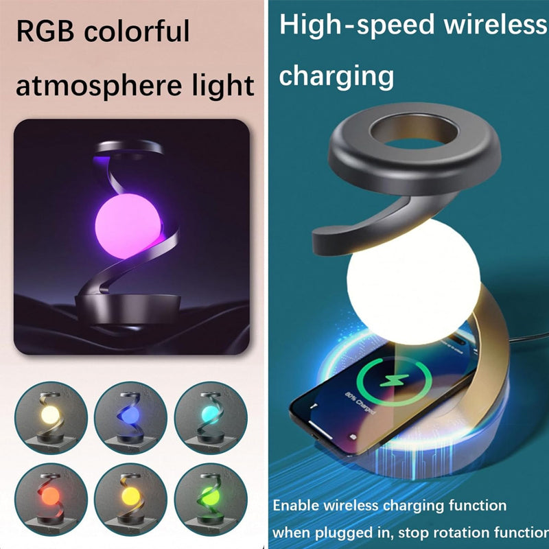 Floating wireless charging desk lamp