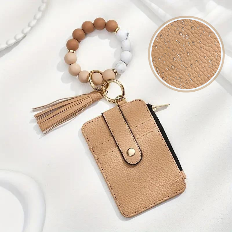 Stylish card holder with silicone bead bracelet
